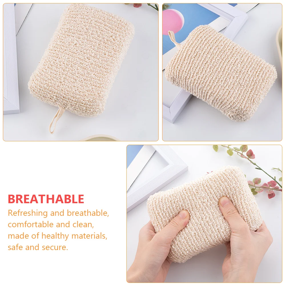

2Pcs Shower Scrubber Body Scrub Sponge Linen Covered High-Quality Sponge Gentle Exfoliating Powerful Decontamination Rich