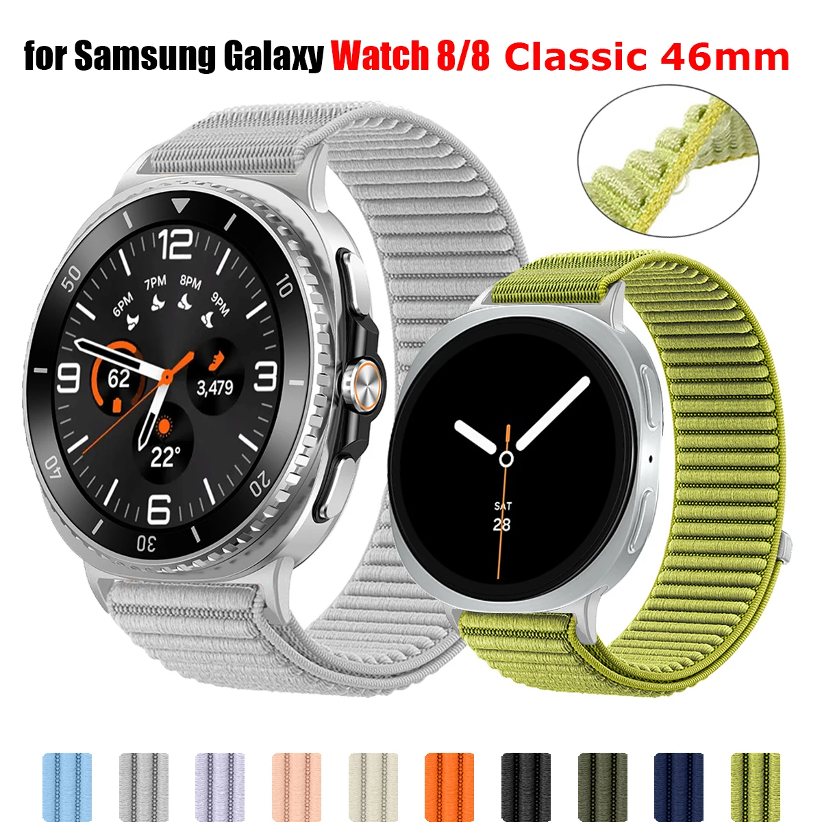 Nylon-Schlaufenarmband für Samsung Galaxy Watch 8 Classic 46mm, gewebtes Band Galaxy Watch 8 40mm 44mm, atmungsaktives Sport-Armband Correa
