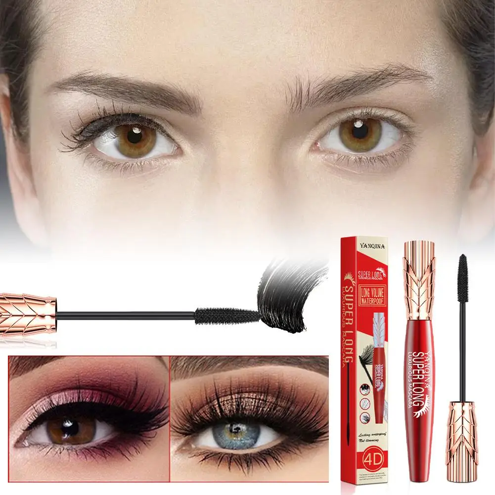 4D Eye Black Waterproof Sweat Proof Thick Curly Non Caking Non Smudging Easy To Carry Extended Eye Makeup Tool