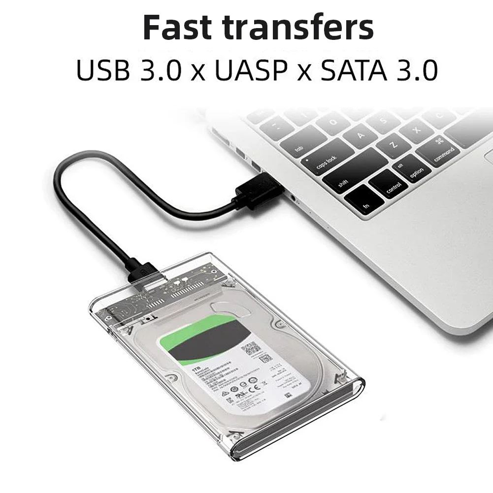 USB Type C HDD SSD Enclosure Portable Transparent External Hard Drive Disk Case 2.5 Inch SATA Box for MacBook PC Computer