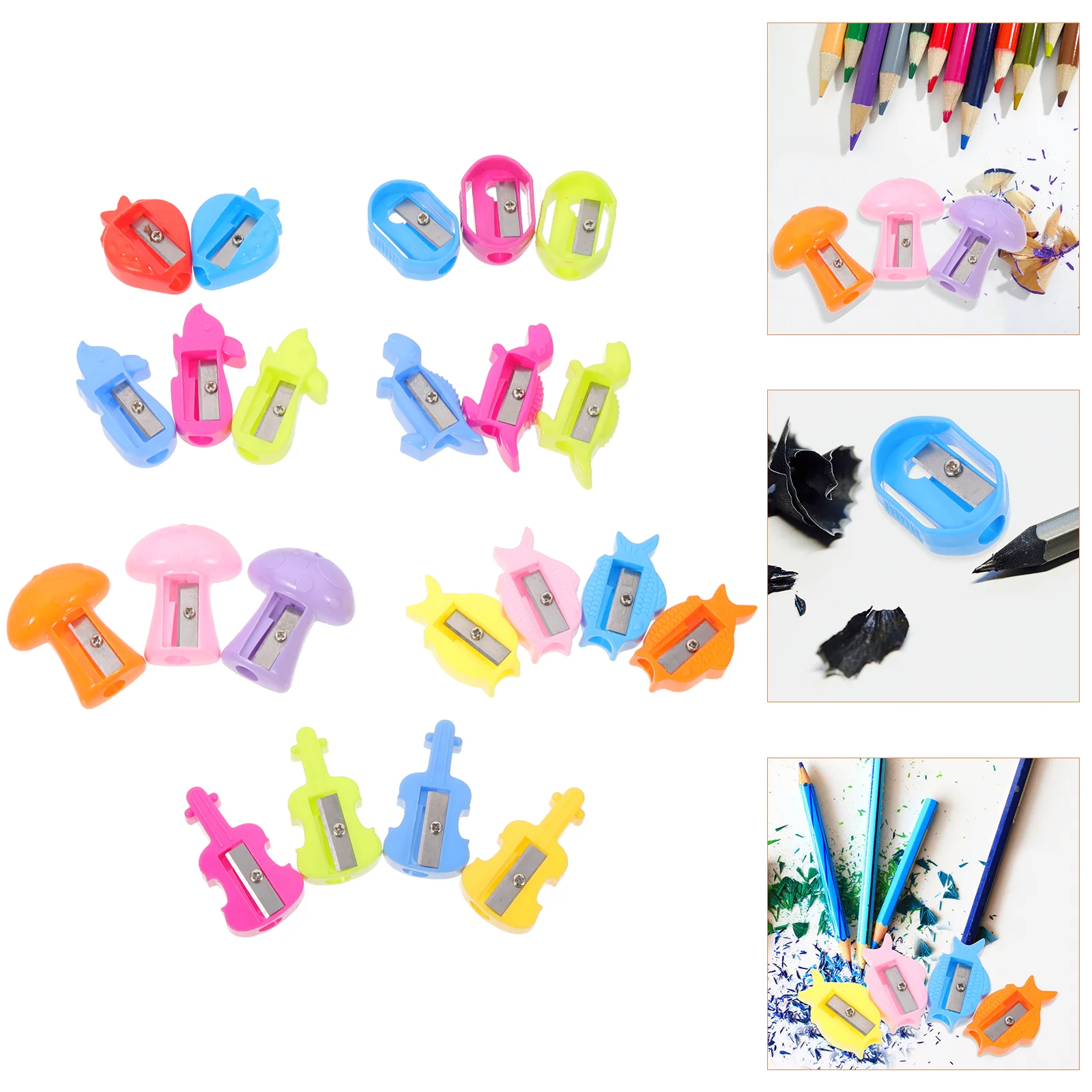 50 Pcs Cute Cartoon Pencil Sharpener Pupils Hand Held Crank Plastic Kids Stationary Manual Sharpeners for School