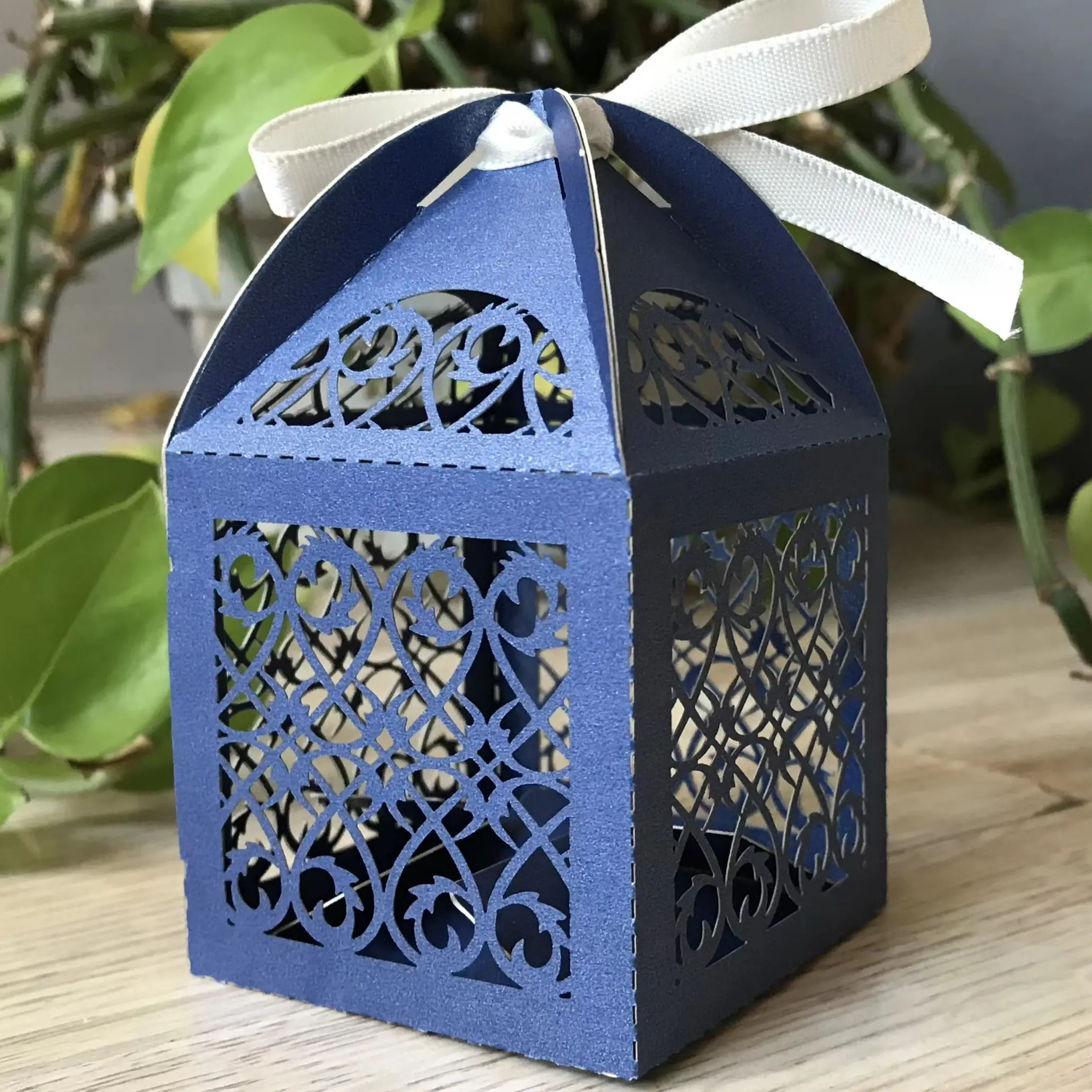 

300pcs Custom Small Gift Candy Packaging Boxes with ribbon,Laser Cut Wedding Favour Boxes Gift Boxes for Party Favor Decoration