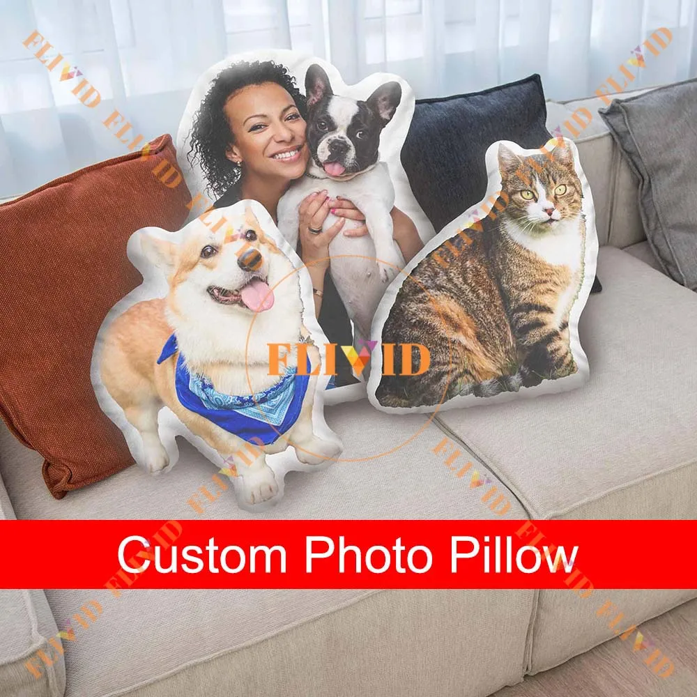 

Custom 3D Photo Portrait Pet Cat Dog Pillow, Customization Sofa Car Cushion, Funny Animals Stuffed Animal Picture Pillow