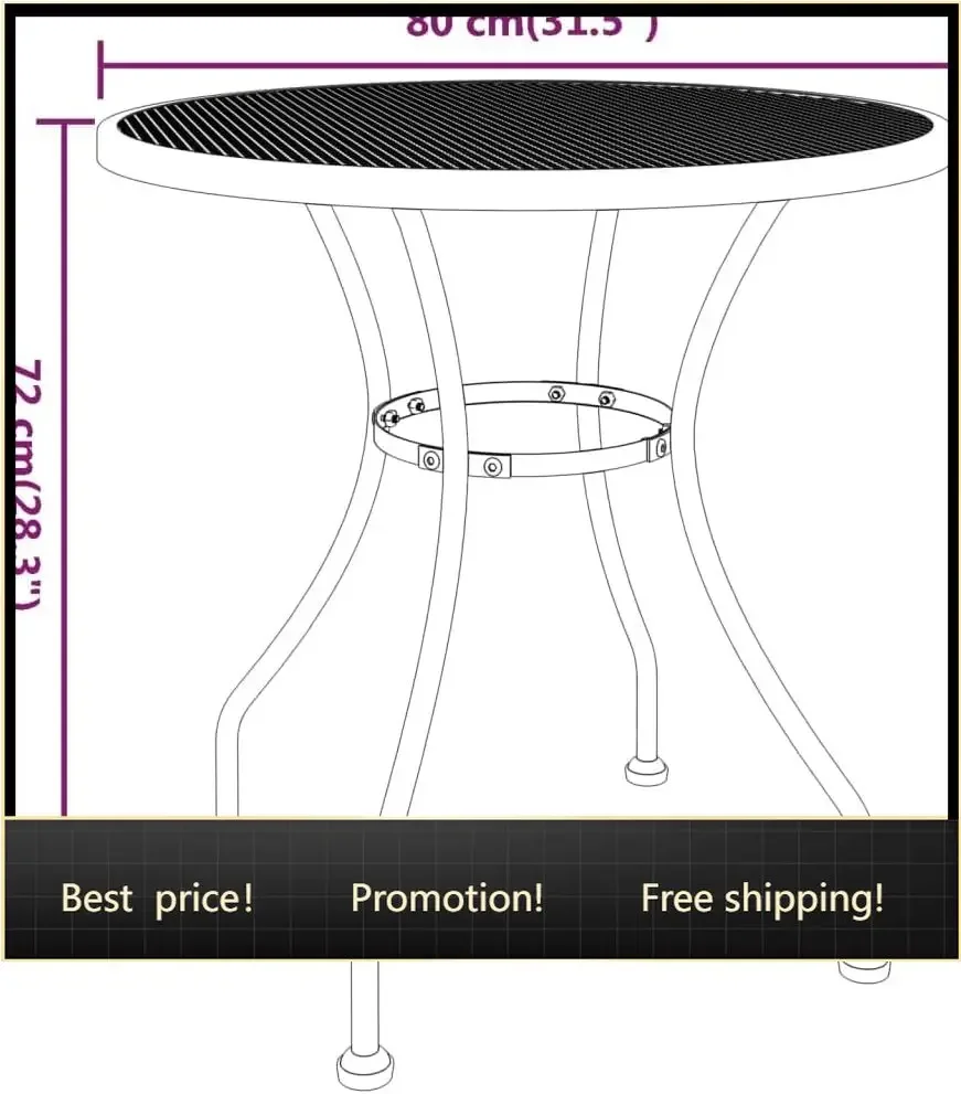 Brand new fast shippingBestsellerPatio Table Ø31.5x28.3 Expanded Metal Mesh Anthracite End Tables For Outside Small Outdoor Side