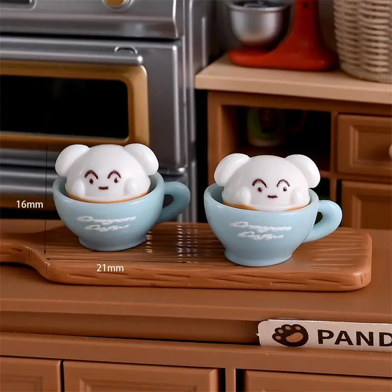 素晴らしい子犬の雪の上のコーヒーマグカップ10個セット - ドールハウスやごっこ遊び用のミニチュアモデル