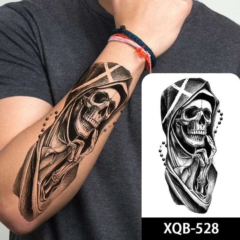 

12pcs Waterproof Temporary Tattoo Stickers For Men And Women Universal Arm Tattoo Sticker Animal Lion Tiger Skull Totem Body Art