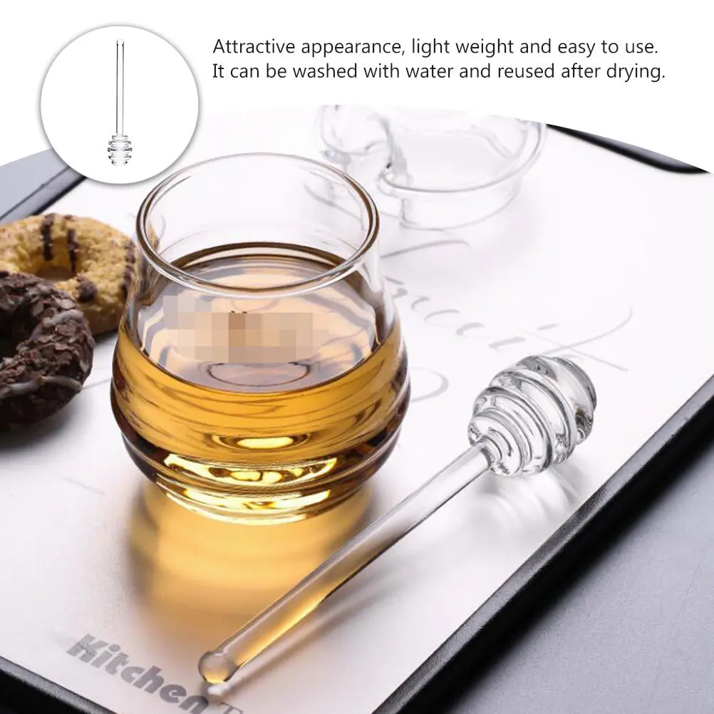 2Pcs Transparent Plastic Honey Stirring Stick Spiral Design Reusable Honey Dippers Easy Extraction Effective Jam and Coffee