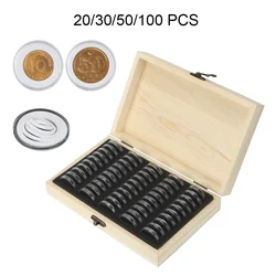 Coins Storage Box Adjustable Antioxidative Wooden Commemorative Coin Collection Case with Adjustment Pad