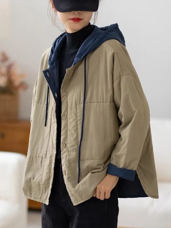 

Trendy Cotton Jaet Women's plus Size Hooded Design Sensation Autumn Winter Faionable Outerwear Korean Sle Straight Cut