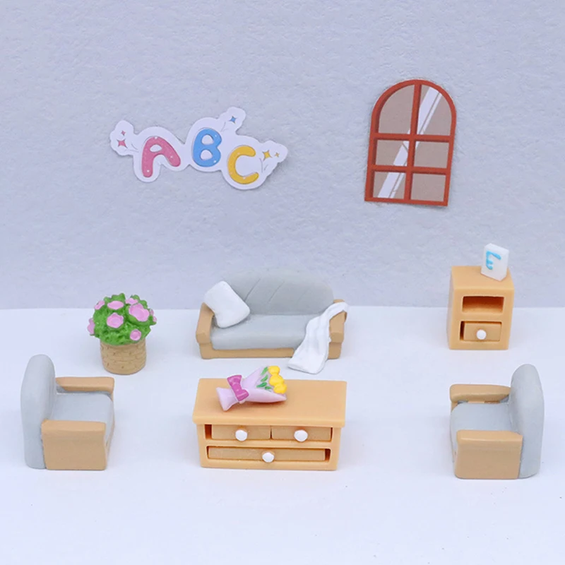 1Piece Dolls House Miniature Furniture Sofa Chair Desk Chair DIY Dollhouse Decoration Micro Landscape Resin Ornaments Accessory