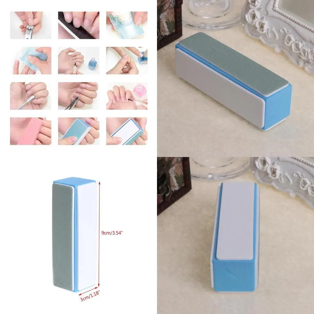 

A52E 4-Steps Buffer File Grinding Sanding Polishing Block Buffing Blue White File Pedicure Care Art Tools