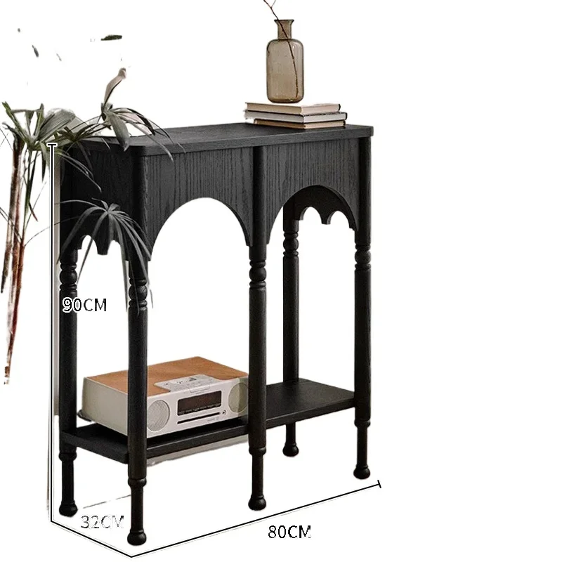 

French retro solid wood porch, neoclassical brown partition into the house against the wall locker