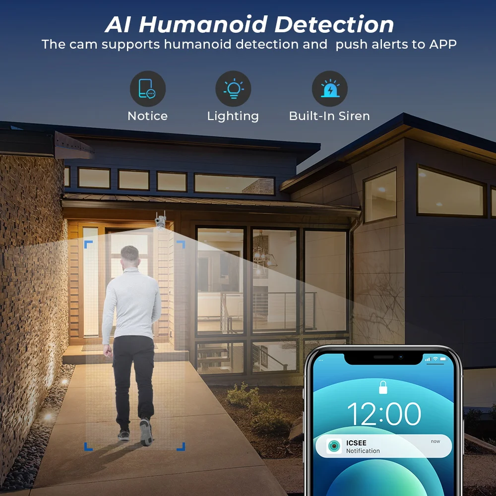 Wifi PTZ Camera 8MP Dual Lens IP Cam Outdoor Surveillance 4K Dual Lens Camera AI Tracking Security Protection CCTV For ICsee App