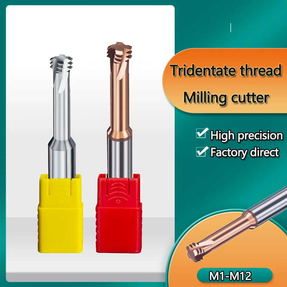 Neue DLC M1-M16 HRC65 Tridentate Gewinde Fräsen Cutter Bit Drei Zähne Aluminium Verarbeitung Wolfram Stahl Legierung Gewinde mühlen