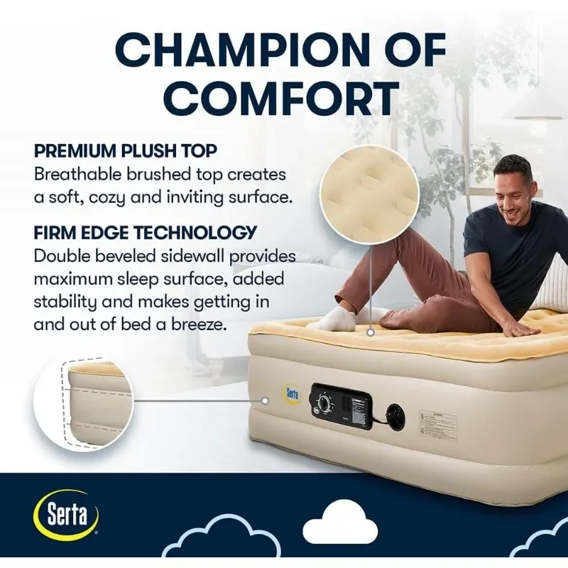 Air Mattress with Never Flat Pump Built in Air Pump to Ensure a Good Night’s Rest Heavy Duty Blow Up Mattress