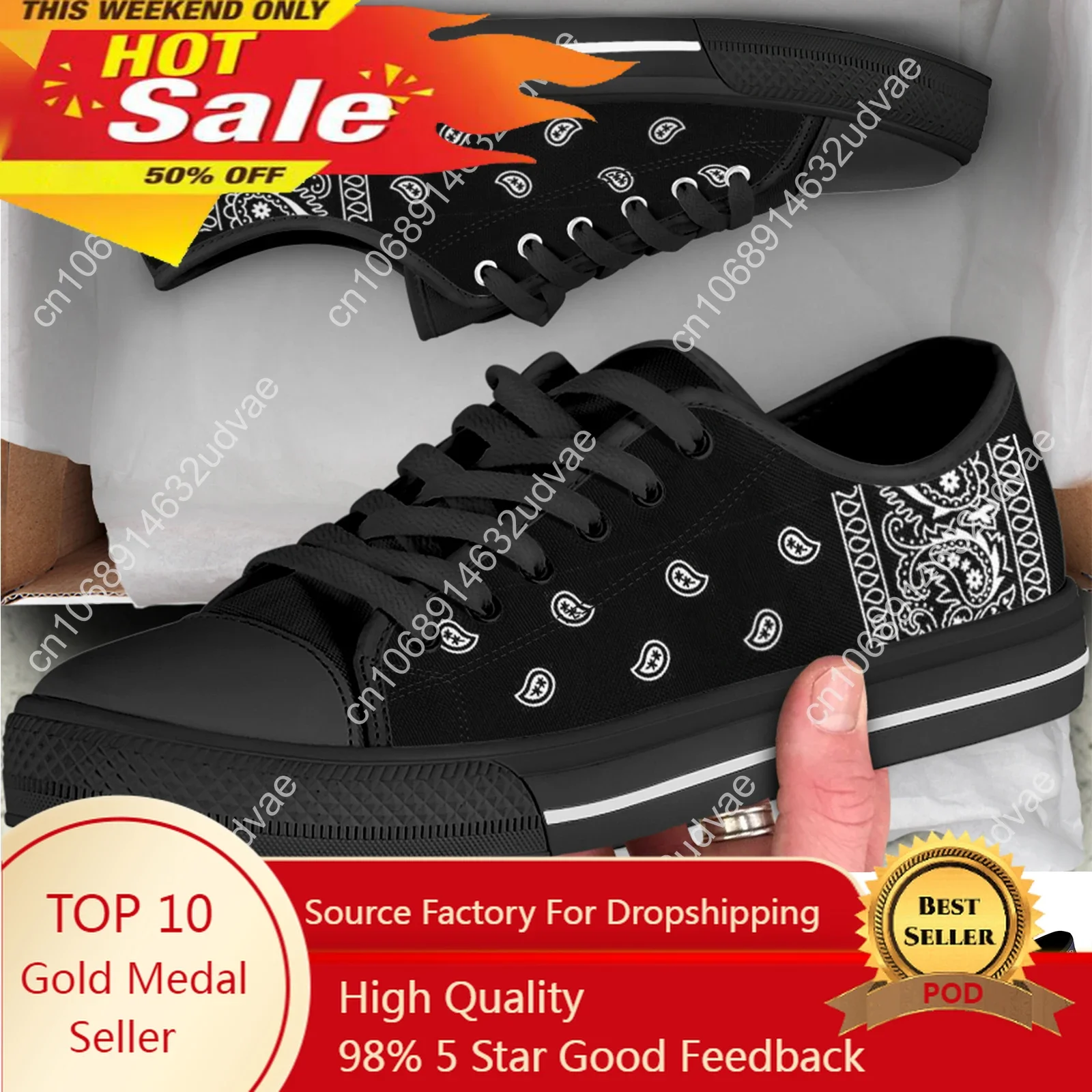 

Black White Red Blue Bandana Paisley Womens Sneakers Flat Shoes High Quality Gifts Art Her Fashion Casual Footwear 2022