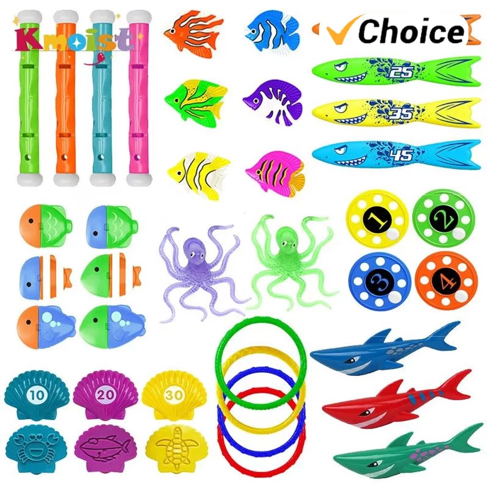 

Diving Toys Set Swimming Pool Training Torpedo Water Toy Submerged Diving Diamond Water Suit Children Bath Toys Birthday Gifts