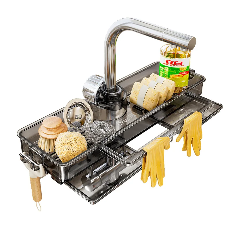 

Стеллаж для кухонного смесителя, настенный, непробиваемый, настенный, сливная губка, стальная проволока, шарик, стеллаж для хранения посуды