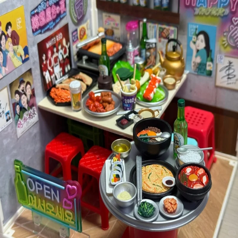 Re-Ment Original Korean Food Night Stalls Gift Action Figure Miniature Diorama Snack Vendor In Stock Collectible Display Model
