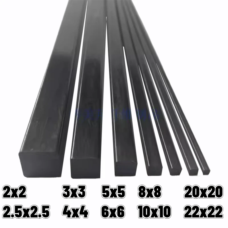 2/4pcs Length 500mm Solid Square Carbon Fiber Rod 2*2mm,2.5*2.5mm,3*3mm,4*4mm,5*5mm,6*6mm,8*8mm,10*10mm,20*20mm,22*22mm