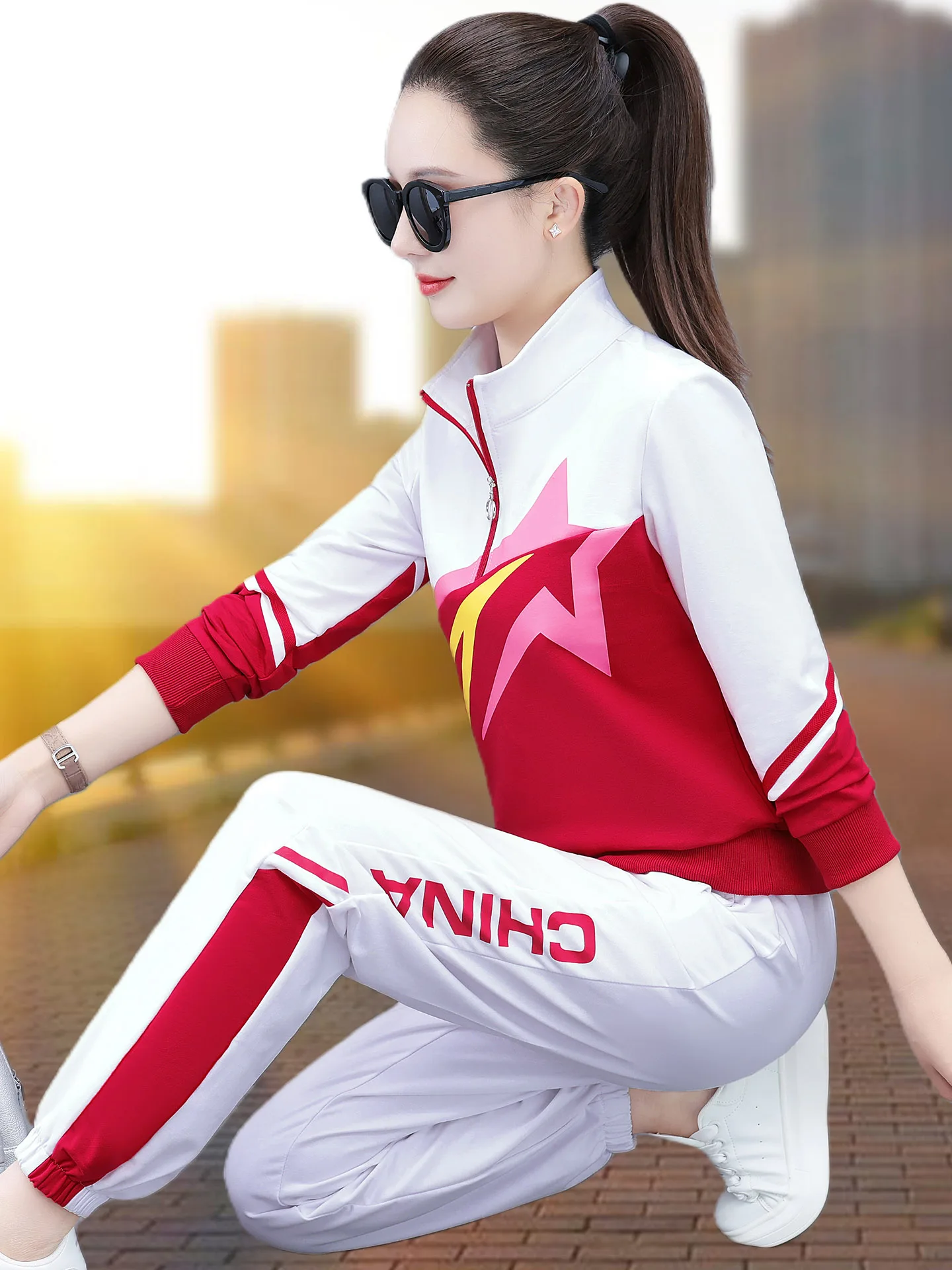 

Long Sve Square Dance Fitn Exercise Performance T orm Women's Casual Sportswear Two-Piece Set Cotton f Cardigan