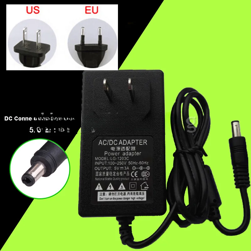 

110V-240V 50/60HZ to DC5V 3A AC DC Power Adapter Voltage Converter Transformer Display