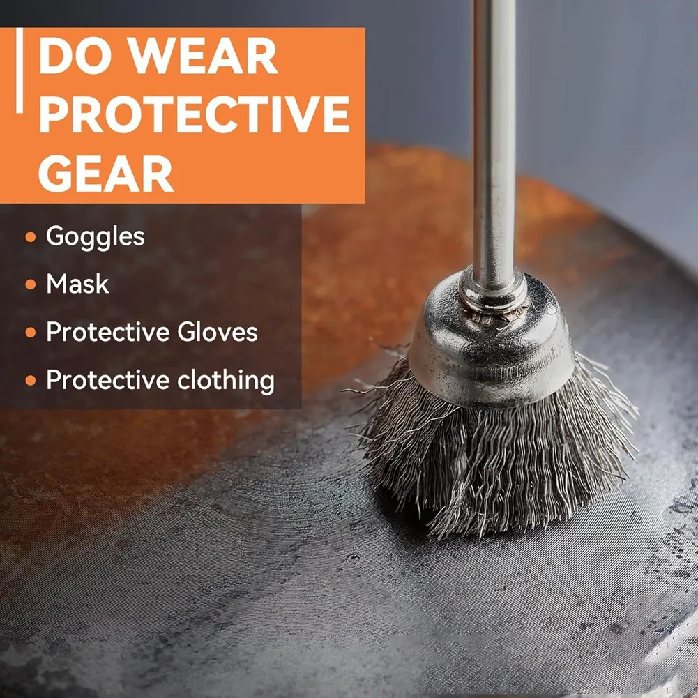 مجموعة فرش سلكية A69esteel 60 قطعة، 3 أشكال 1/8 بوصة (3 مم) عجلات سلكية لإزالة نتوءات الغبار والملحقات #3