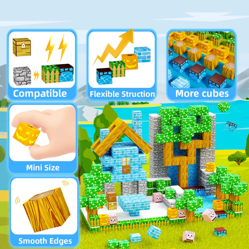 ชุดตัวต่อแม่เหล็ก DIY 100 ชิ้น ชุดของเล่นเสริมพัฒนาการสำหรับเด็ก ชุดของเล่นสร้างสรรค์สำหรับประกอบเองที่บ้าน