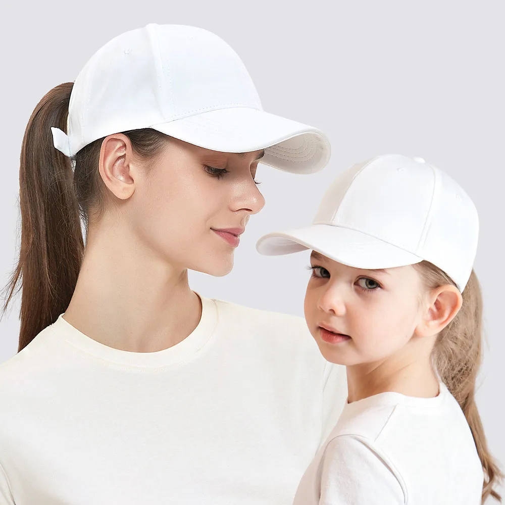 1pc Women Baseball Cap Print Candy Color Parent-Child Sun Hat High Ponytail Adjustable Hats Outdoor Travel Mother-daughter Caps