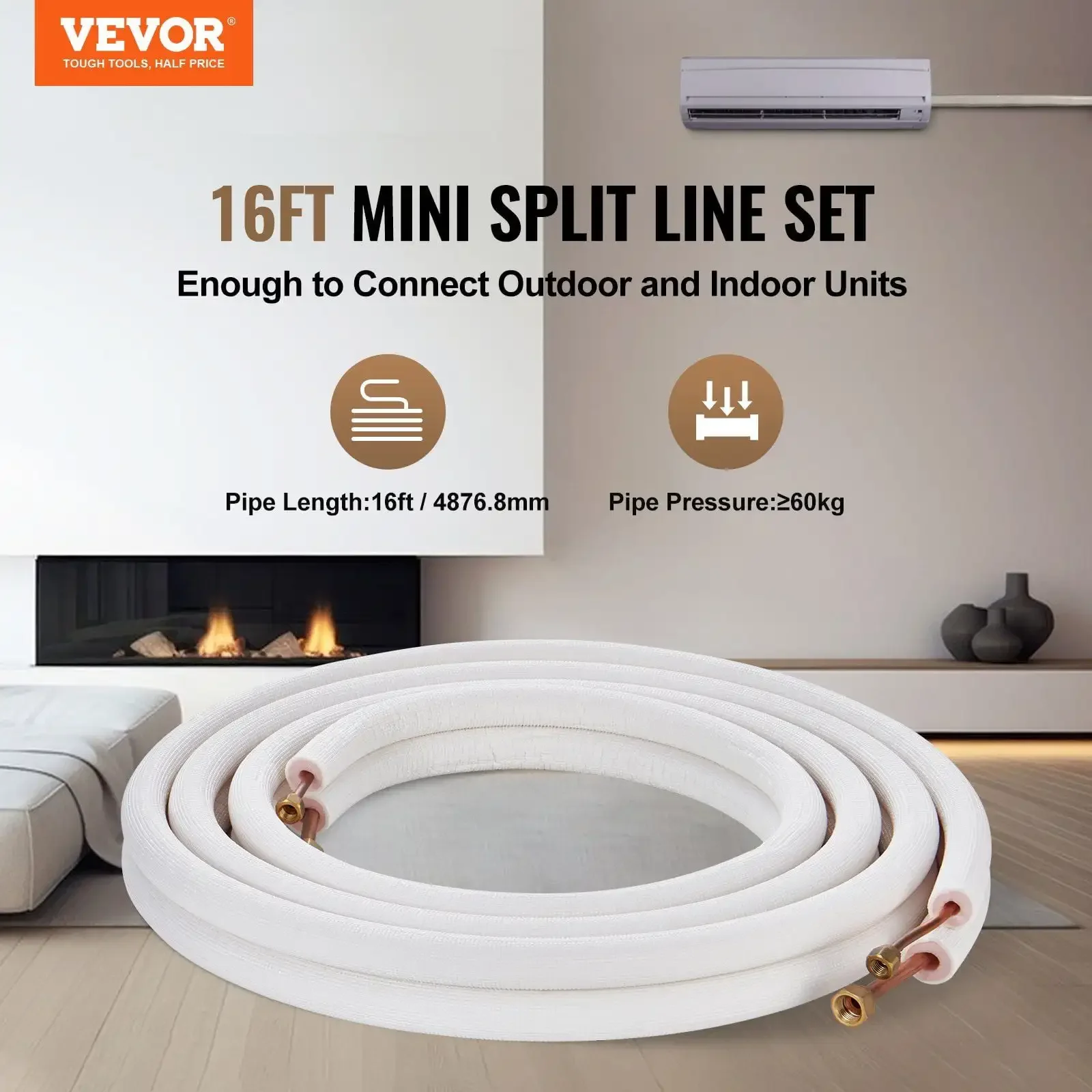 16FT Mini Split Line Set, 1/4