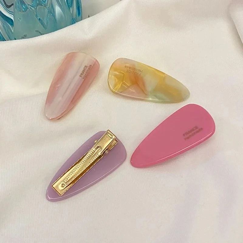 Mini Oval Duckbill Hair Clips for Women Candy Color Hairpin Barrettes Marble Texture Duckbill Clip Girl Hair Accessories jewelry