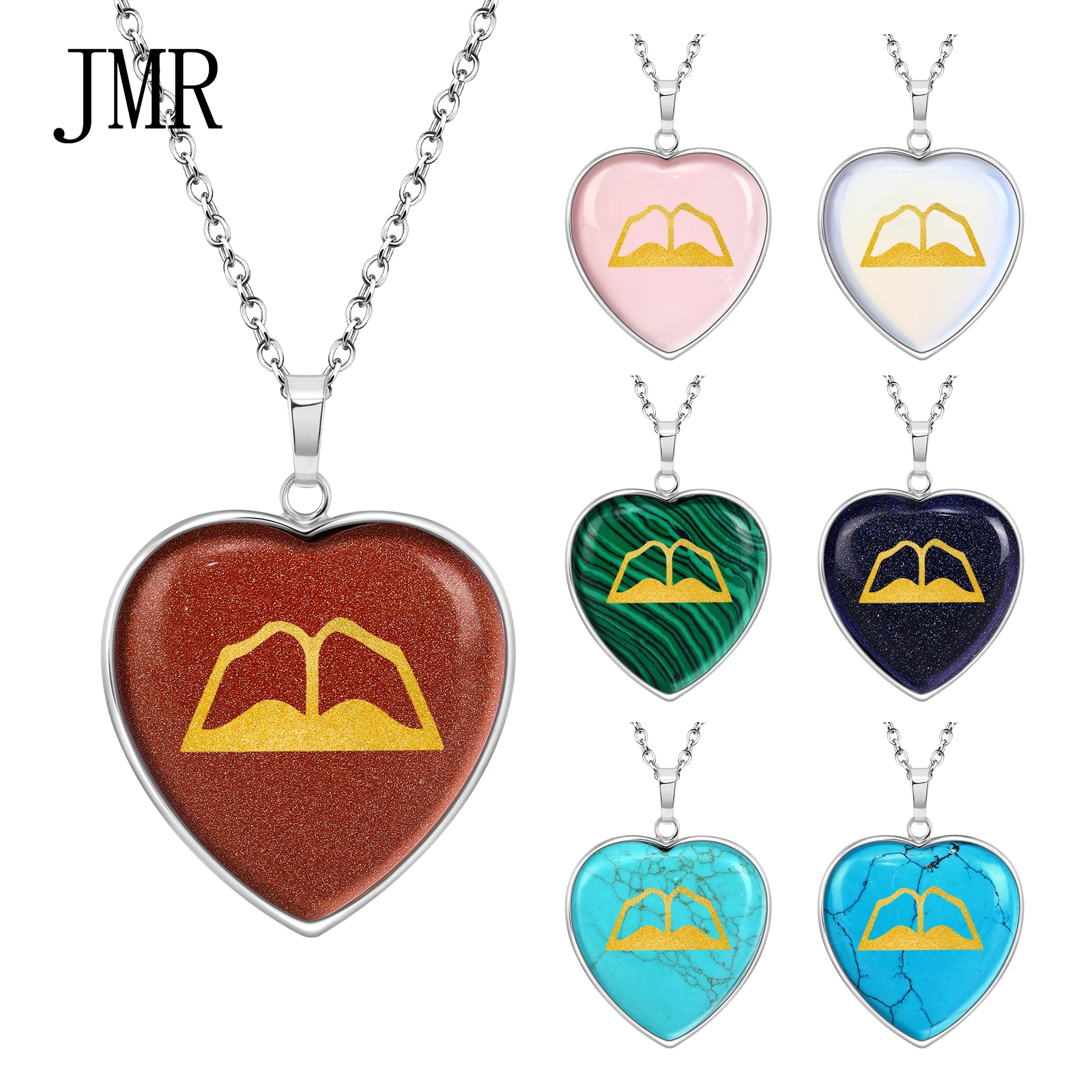 

Bible Book Heart Necklace Crystal (Obsidian), Spiritual Protection Jewelry for Believers & Travel Blessing Pendant