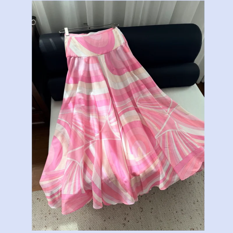 26 year new high count cotton lightweight pattern printed slim cut long skirt