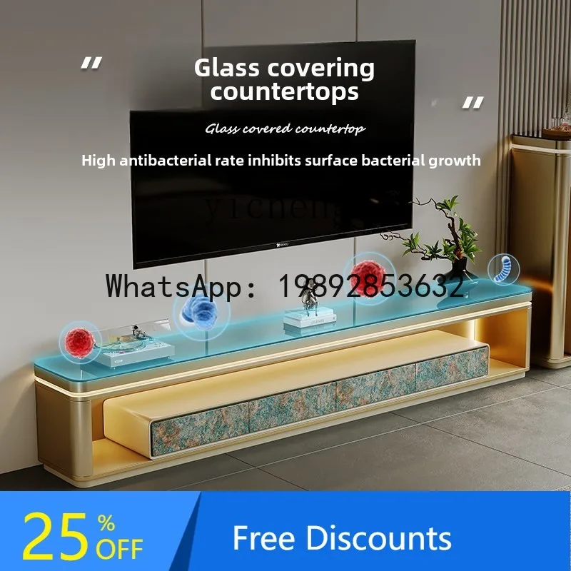 B1 Floor TV Cabinet Living Room Light Luxury Premium Solid Wood Storage Locker Coffee Table TV Cabinet