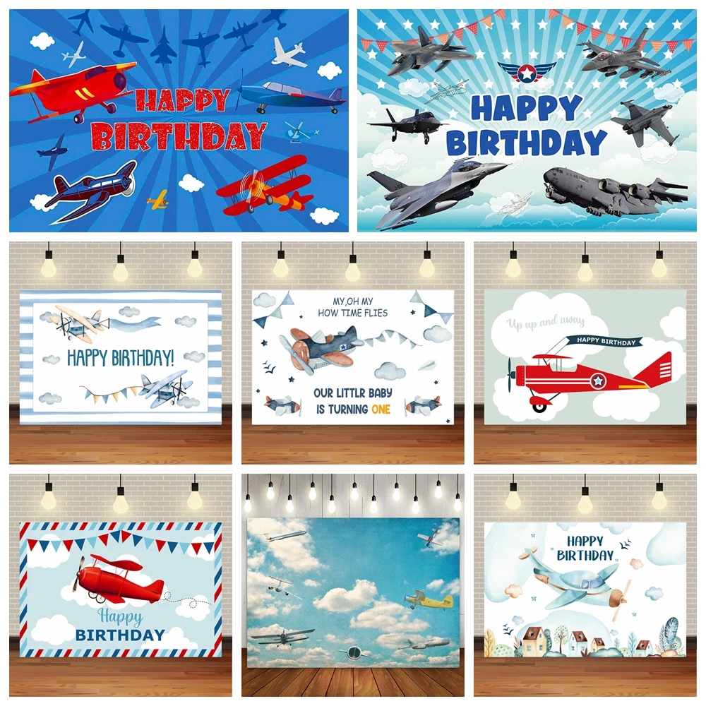 

Airplane Birthday Background Cloud Baby Shower Newborn Photography Airplane Pilot Adventure Boy Background Party Decoration Prop