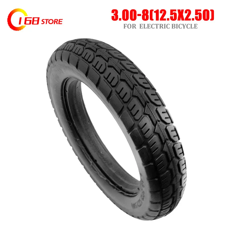 

Super 3.00-8(12.5X2.50) non-inflatable solid elastic tires for electric vehicles are suitable 30-35MM ring groove width