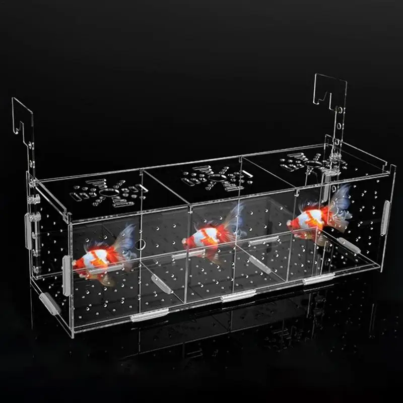 Fish Breeder Box for Aquarium Acrylic Clear Breeder Box with Hook Multifunctional Non Slip Aquarium Incubator with Suction Cup