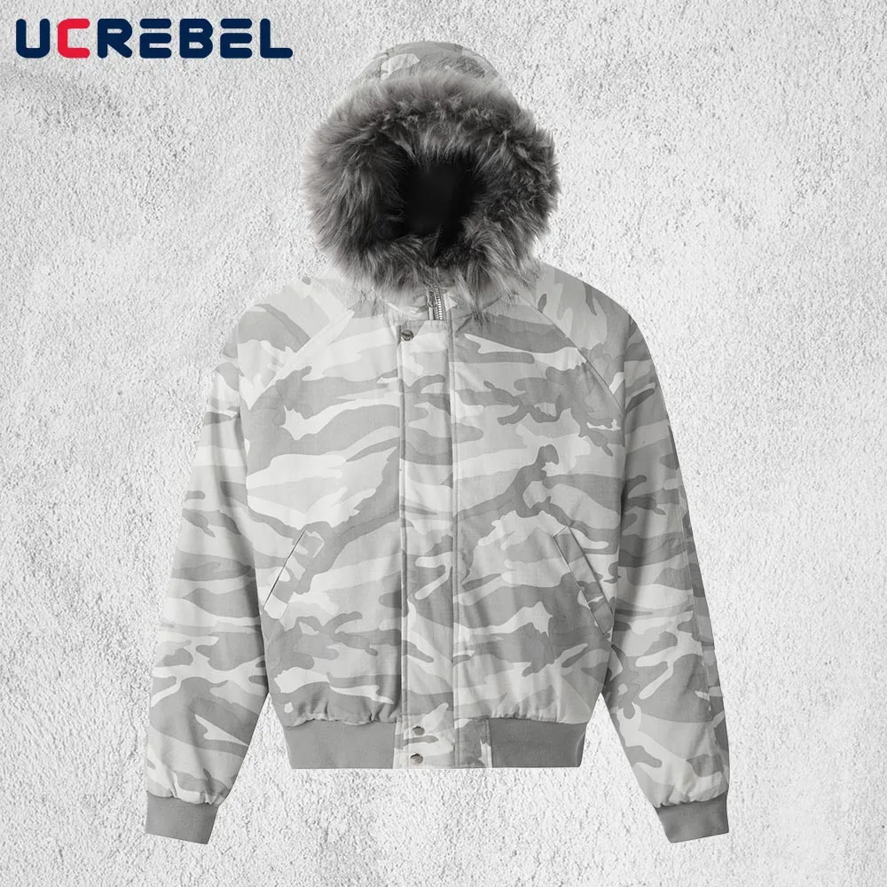 التمويه مقنعين سترة مبطنة رجالي الشتاء شارع العليا قطرة الكتف كم طويل فضفاض سميكة مبطن سترة رجل ملابس خارجية