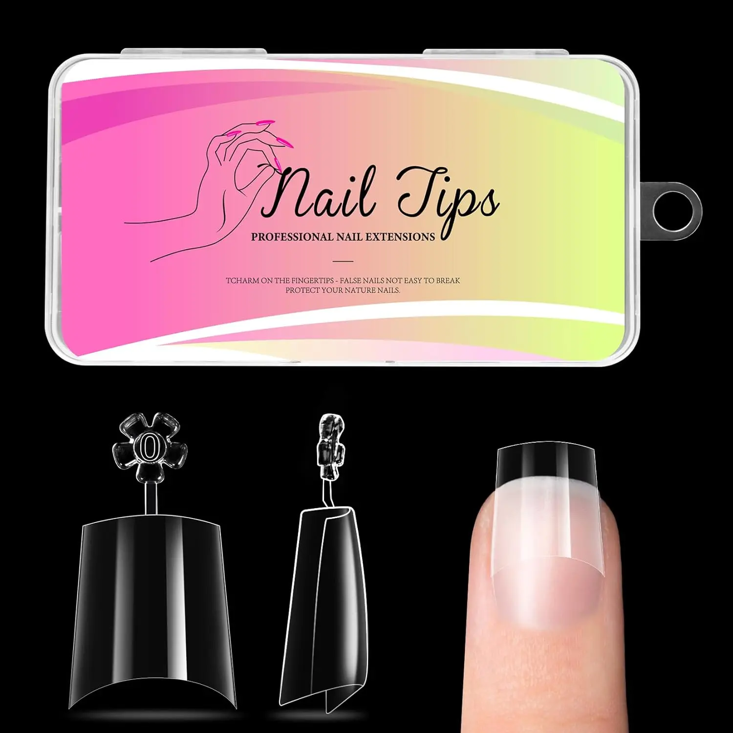 240Pcs Short Coffin Nail Tips Soft Gel Half Cover Fake Nails Clear Square Acrylic Nails DIY Press On Nail Extension