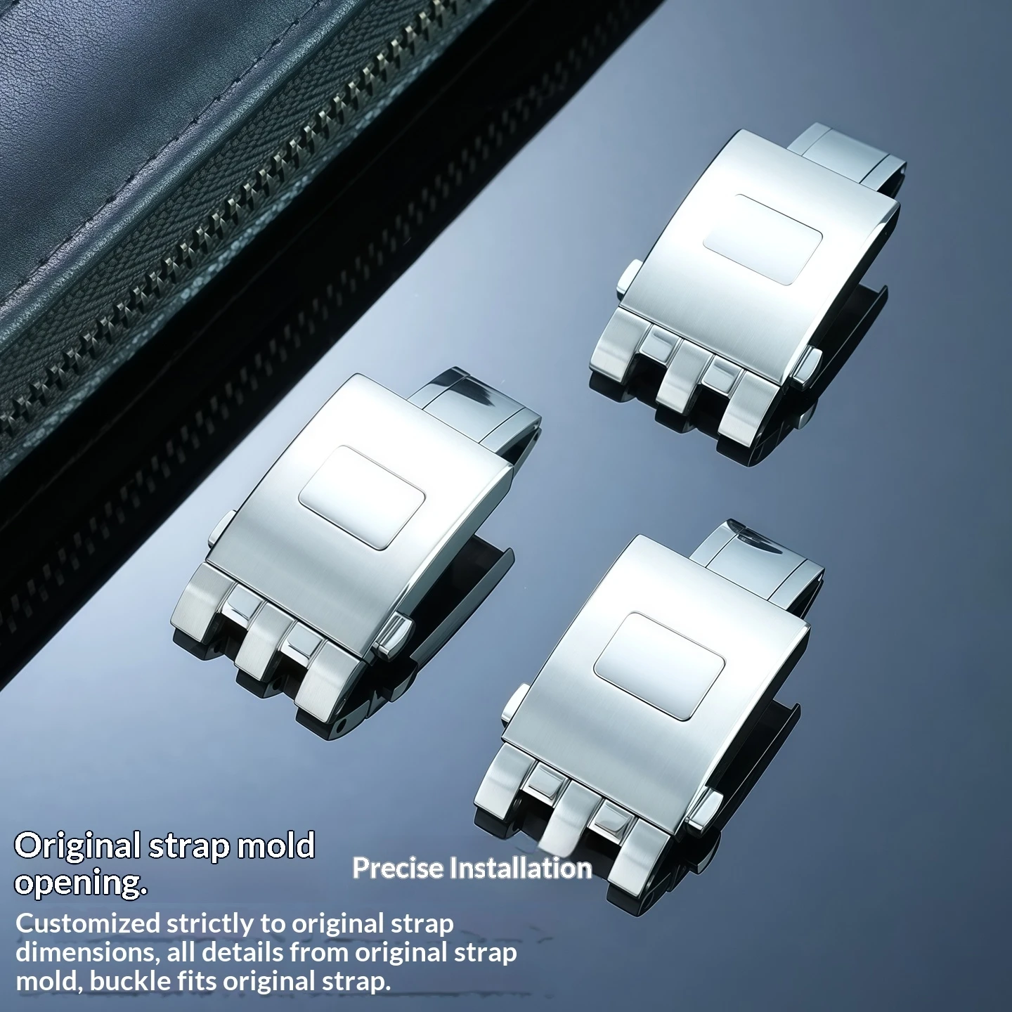 Stainless Steel Folding Buckle Replacement For IWC Pilot Little Prince IW377714 Mark Chronograph Stainless Steel Watch Strap