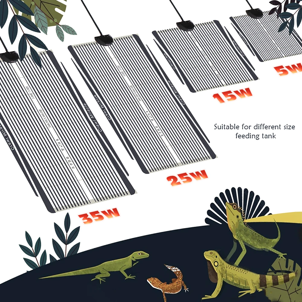 EU/US/UK/AU Plug Reptiles Heating Mat With Adjustable Temperature Controller Warm Pad Incubator for Lizard Turtle Aquarium 5-35W