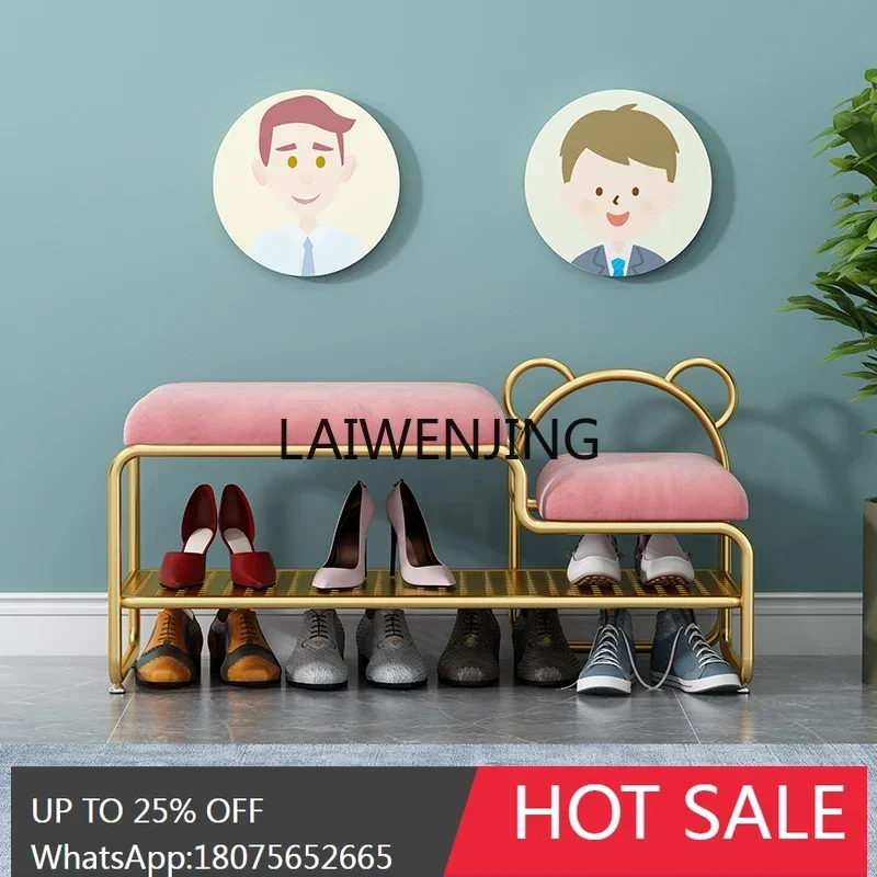 shoe change stool household entrance with shoe rack simple high and low two layers
