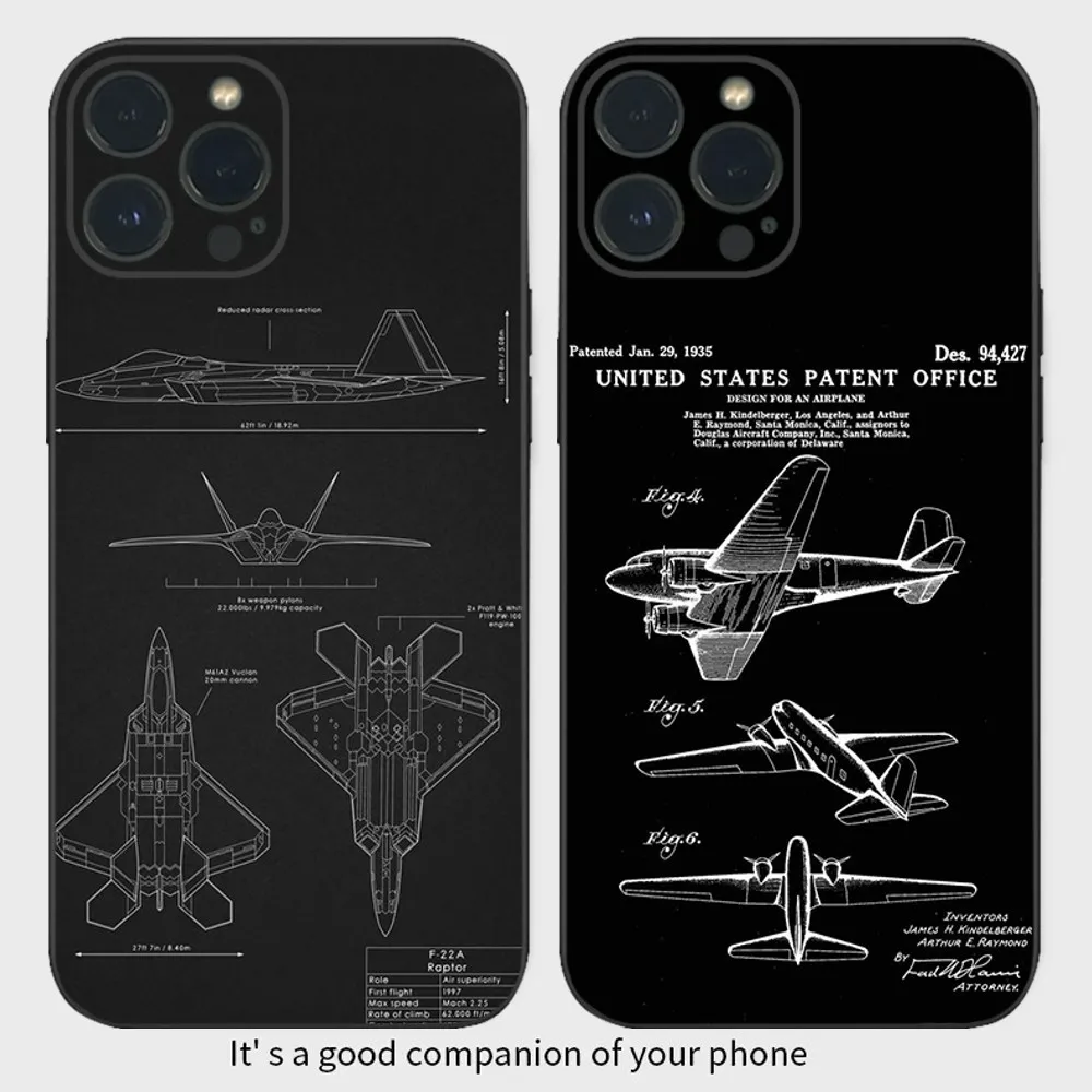 

Engineering Blueprints Aircraft Phone Case For iPhone16 15 14 13 12 Mini 11 Pro XS Max X XR SE5 6 7 8 Plus Soft Silicone Cover