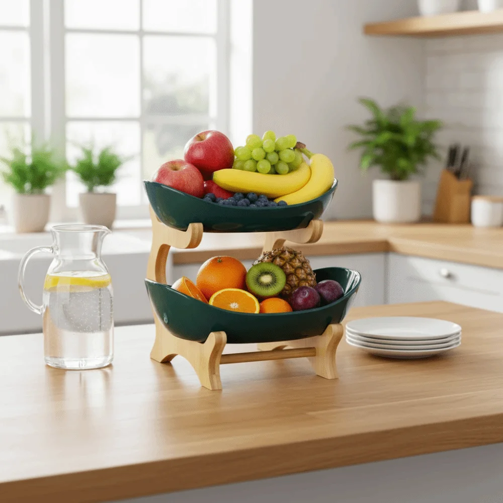 

Layer Dish Plastic Material Fruit Plate Creative Design 2 Layer Candy Dish Modern Style Salad Bowl Snack Dish Snack Serving