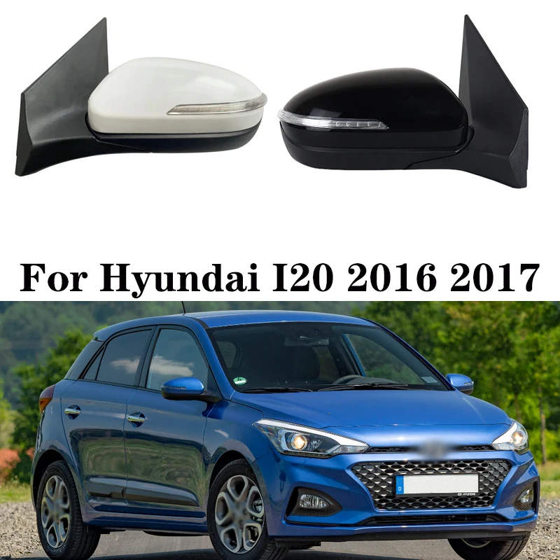 Conjunto de espejo de ajuste de lente de calefacción de señal de giro plegable eléctrica automática para Hyundai I20 2016 2017 conjunto de espejo retrovisor de coche