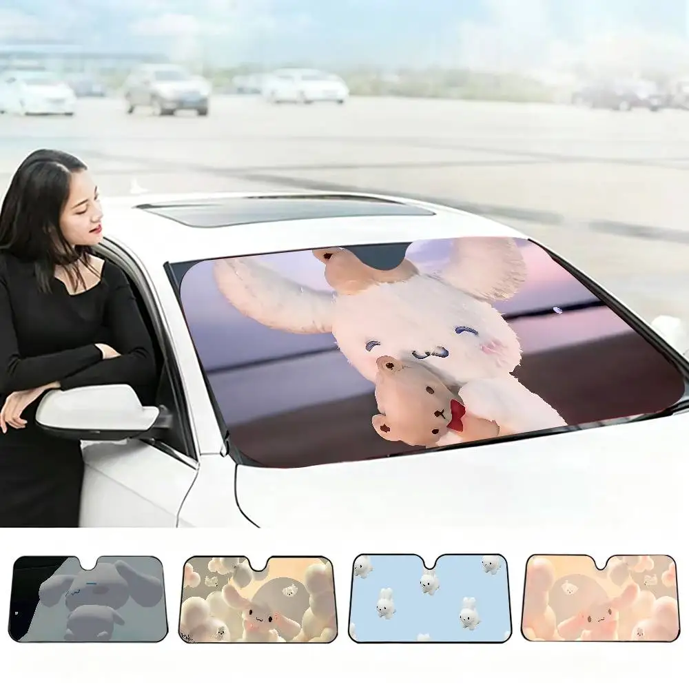 S-Sario C-CinnamorollS Car Sunshade Window Sunshade Sunblock Front Windshield Hood Interior Front Baffle Double Sunshade