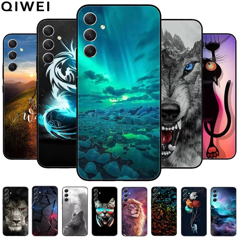 For Samsung Galaxy M35 5G Case Wolf Lions Black TPU Soft Silicon Coque for Galaxy M35 5G M356B Phone Back Cover 6.6'' Shell m 35