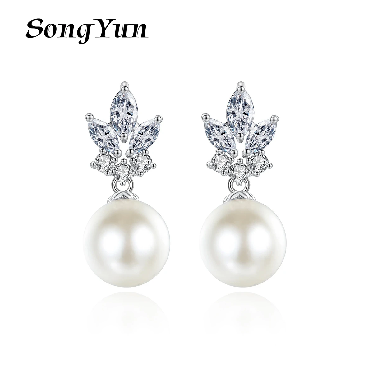 

SongYun Jewelry MHT Quality Brass Stud Earrings Drop CZ 7A Zircon Bachelorette Gift Minimalist Women Earring Jewelry