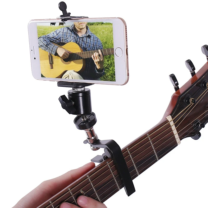 Aluminum Alloy Guitar Capo with Phone Holder Clip Dock Headstock Neck Clamp For Guitar Ukulele