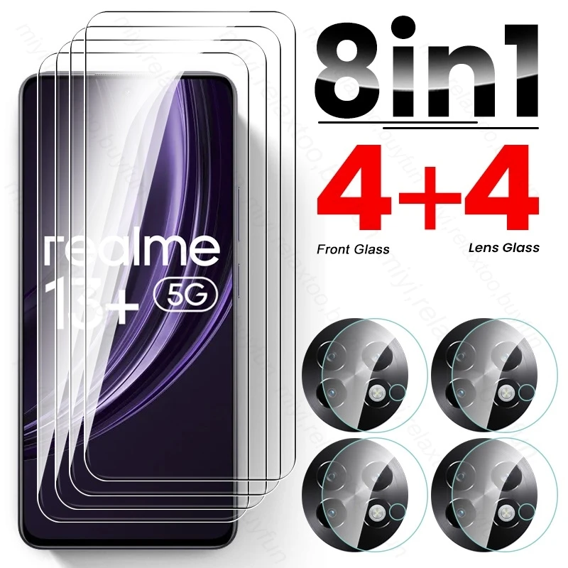 for Realme 13+ 5G Glass 8 In 1 Tempered Glass Screen Protectors on Realme13 Realme13+ Camera Protective Glass Realmi 13 Plus 5G